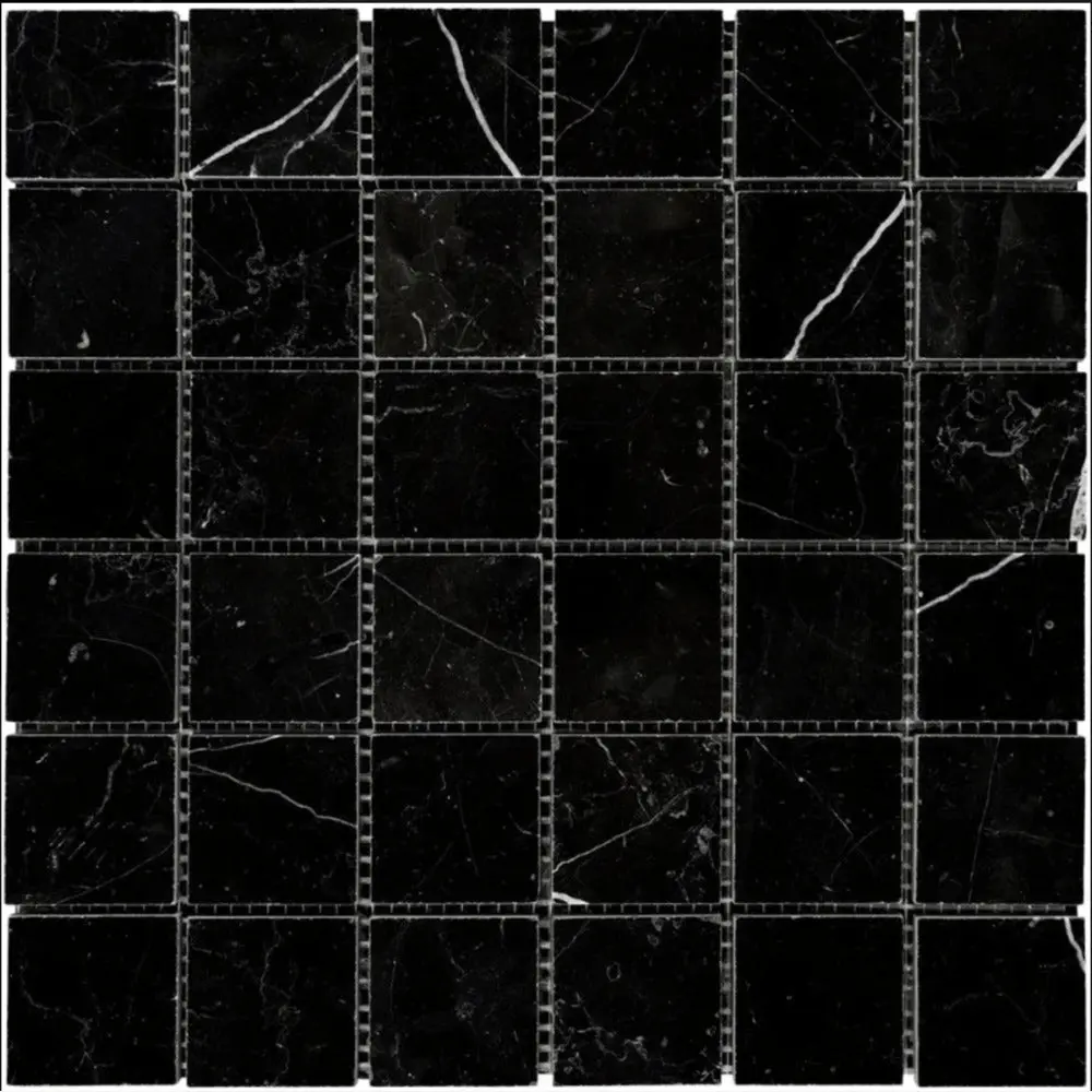 Nero Marquina 2x2 Polished/Honed Marble Mosaic Sample
