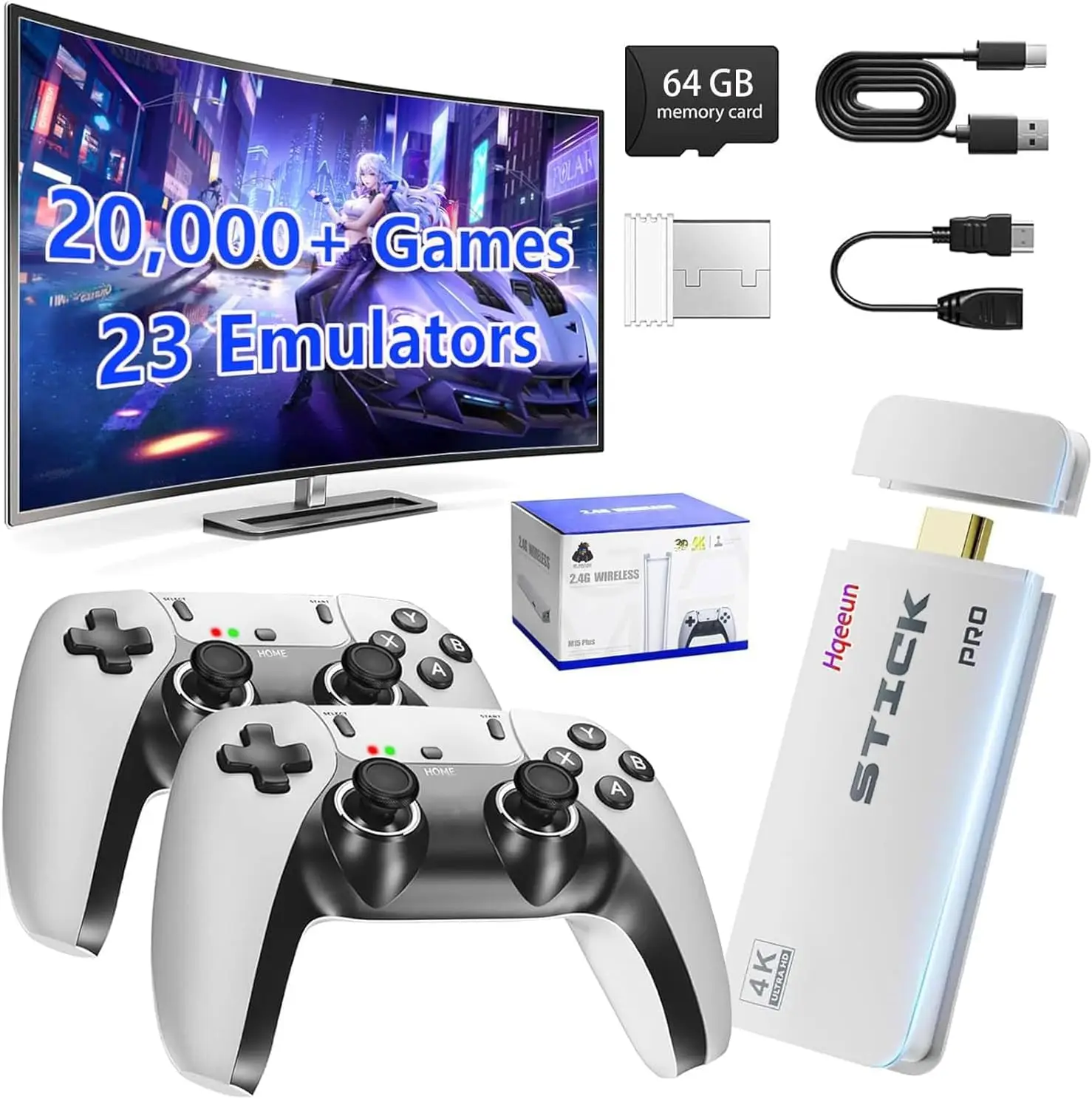 2025 New Upgraded RetroGame Console with 20,000+ Games,4K HDMl Output, Wireless Controller, Game Emulator, Arcade Communication Stick