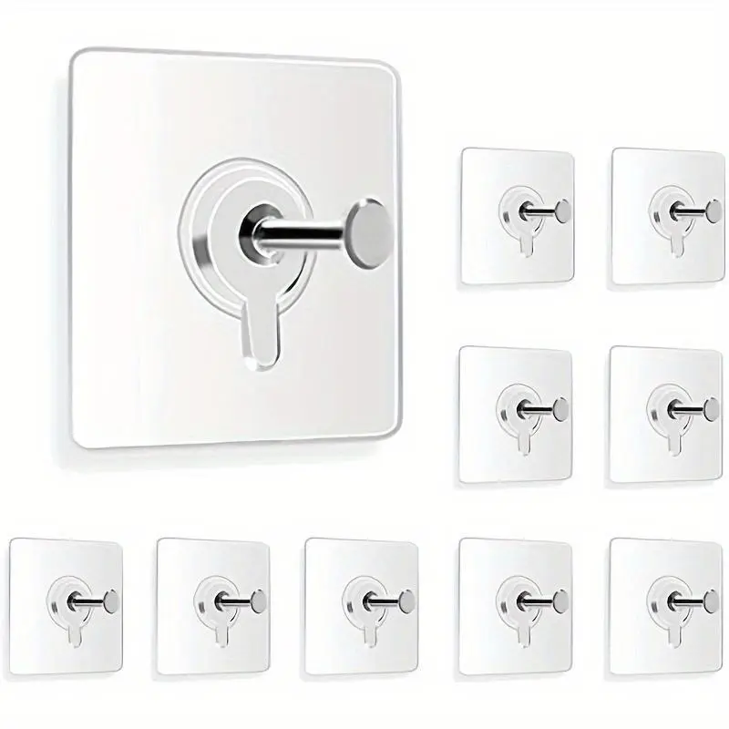 10pcs Adhesive Wall Hooks 13lb, Wall Hangers Without Nails, Self Adhesive Thumb Hook, Picture Hangers Without Nails, Wall Mounted Hook