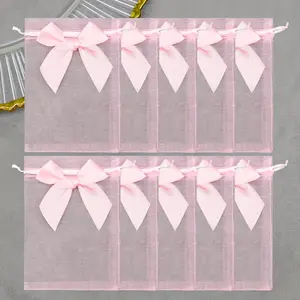 20pcs Sheer Organza Bags, Jewelry Bags, Candy Rose Drawstring Pouches, Wedding Favor Gift Bags, Gift Packaging, Perfect for Parties & Events, Gift Packs