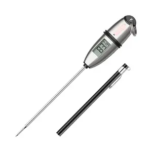 Digital cooking thermometer with extra-length probe delivers fast, accurate temperature readings, ideal for baking, grilling, candy, dairy, and everyday kitchen use