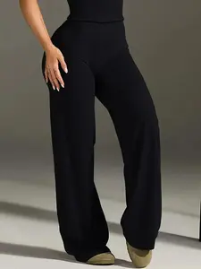 High Waist Straight Leg Loose Yoga Pants, Slimming Fitness Outdoor Sports Long Trousers, Comfortable Workout Wear for Women, Casual Lounge Pant, Athleisure, Seasonal, Timeless, Trendy, Classic, Aesthetic