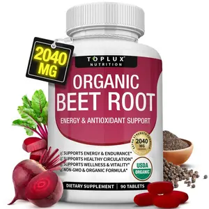 Toplux Organic Beet Root Tablets - Nitric OxideBooster Beetroot Supplement 2040mg