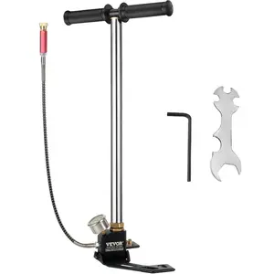 VEVOR PCP Hand Pump, 3 Stage, 30Mpa 4500 PSI High Pressure PCP Air Rifile Filling Stirrup Pump with Oil-Moisture Filter Pressure Gauge, Stainless Steel for Airguns Scuba Tank Paintball Filling TireVEVOR Super Brand Day