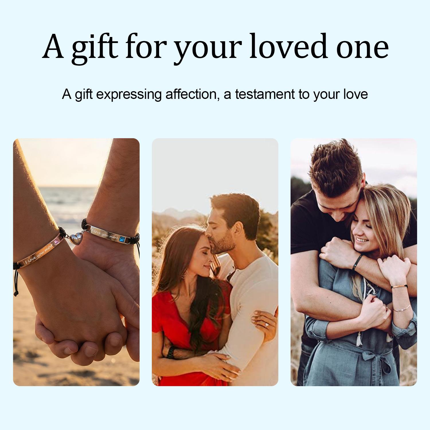 Adjustable Couple Bracelet Set, Heart Rate Bracelet, FashionBracelet for Couples, Daily Clothing Decor, Trendy All-match& Exquisite Jewelry for Birthday Love Gift, Heart Charm Bracelet