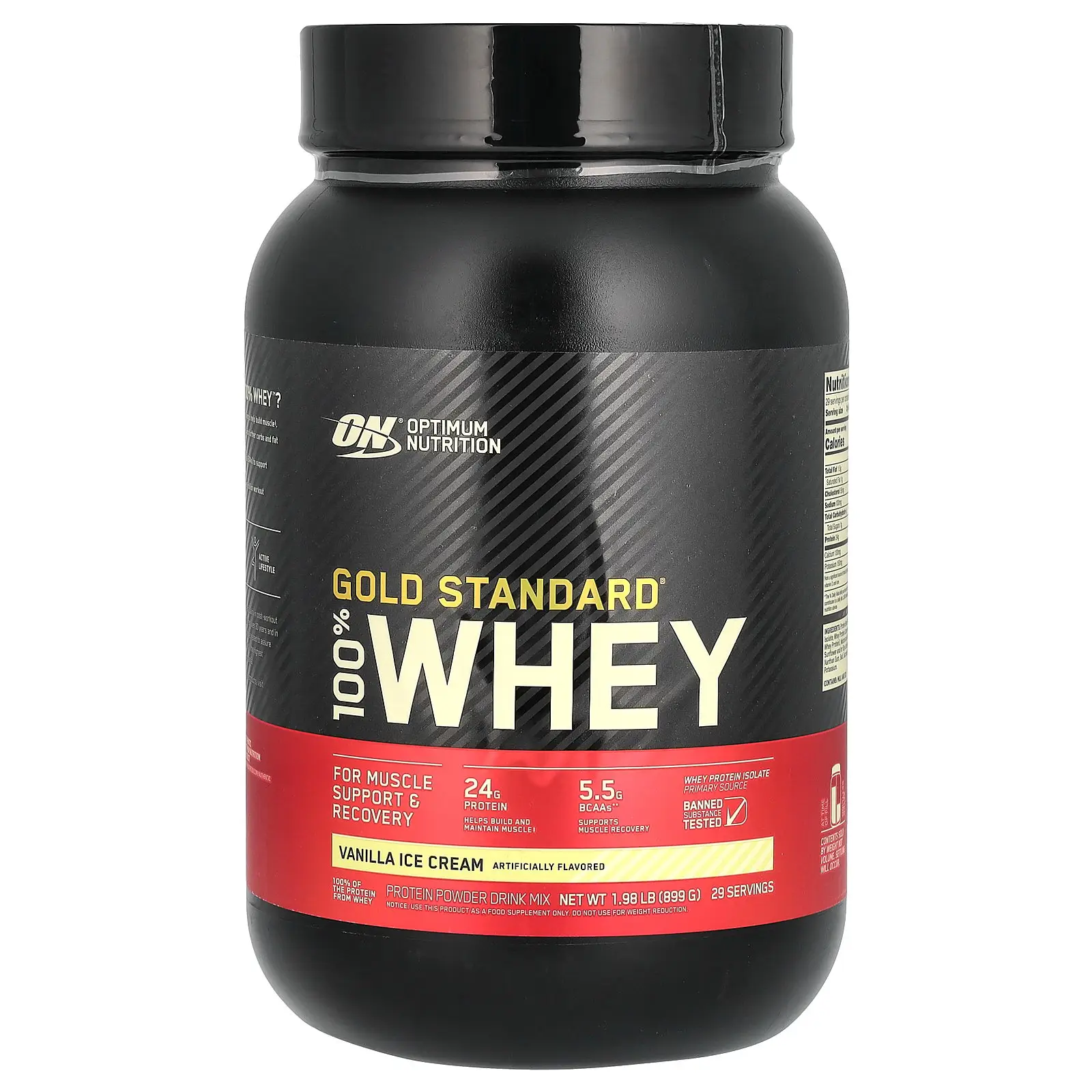 Optimum Nutrition Gold Standard® 100% Whey, Vanilla Ice Cream, 1.98 lb (899 g)