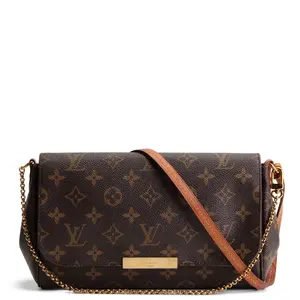 Pre-owned Louis Vuitton Monogram Coated Canvas w/ Leather Piping & Trim Crossbody Bags Favorite MM Monogram