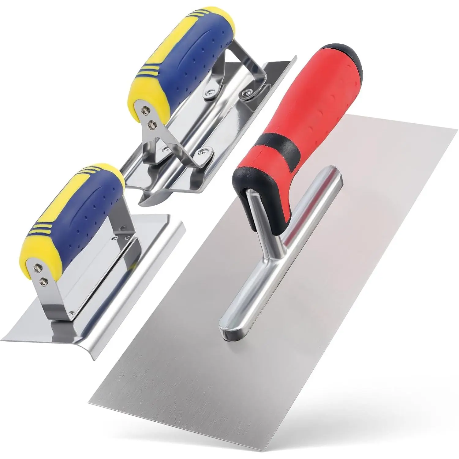 Stainless Steel Concrete Tools Set Include Hand Finishing Trowel (11" x 4"), Hand Edger (6" x 2.6") and Groover (6.88" x 3") Stucco Cement Kit Masonry Construction Hand Kit