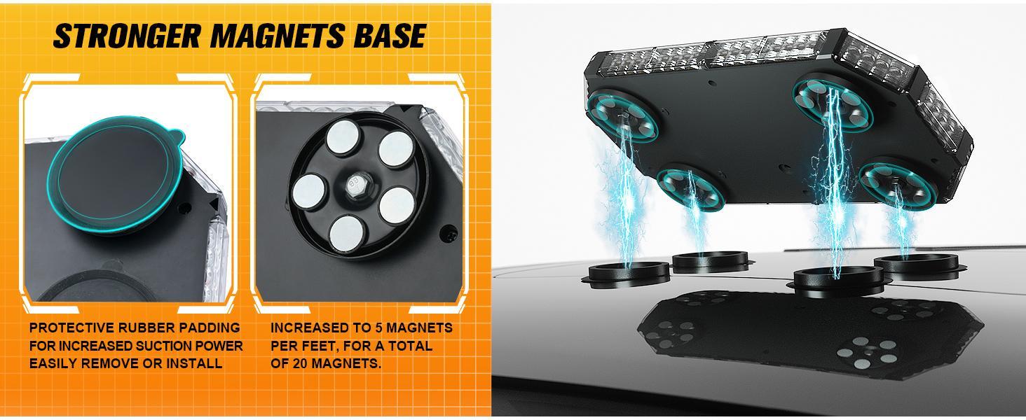 DIBMS 56 LED Roof Strobe Beacon Lights Strip Roof Hazard Warning Emergency Safety Flashing Lights, Amber/White Emergency Rooftop Strobe Lights Bar,Men's Car Accessories,Father's Day gift, amber  car  lights Dual Color LED Emergency Strobe Lights