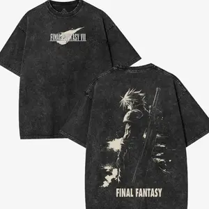 Cloud - Final Fantasy VII Vintage Washed Tee Unisex Heavyweight Cotton T-shirt for Game Fans, Graphic Tees shirts  men Fabric Menswear Tshirt PO7