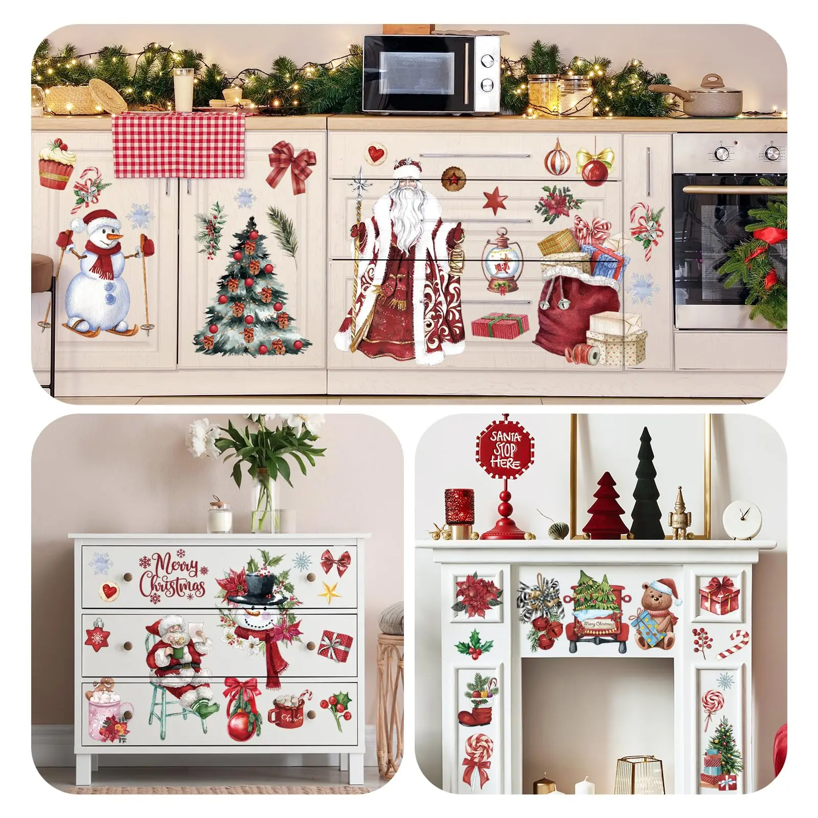Christmas Smooth Vinyl Rub-On Transfer Stickers, 10/16 Rectangle Peel-Off Sheet Packs (5.9in x 5.9in, 15 5.91x11.81in), Colorful Character Decals for DIY Crafts, Home Festive Decor, Party Decoration Supplies