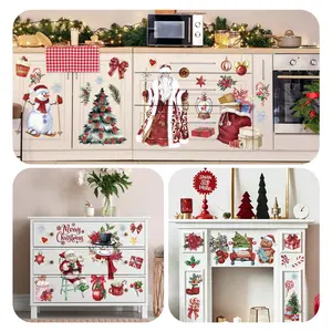 10/16 Sheets Christmas Rub on Transfers for Crafts and Furniture Rub on Transfers Stickers Snowman Vintage Reindeer Gnome Decals for DIY Craft Home