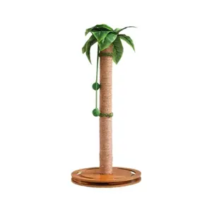 Oversized 63" Tall Palm Tree Cat Scratching Post - Extra Large 5.14" Wide Base Natural Sisal Cat Tree with Interactive Hanging Balls & Turntable - Sturdy Claw Care Furniture for Big Indoor Cats & Kittens