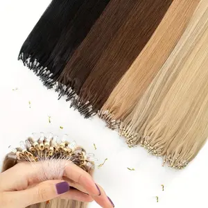 Wholesale 2025 NEW 50pcs Human Hair Micro Loop Extensions - Natural Straight, 12-20 Inches, 30g Each, Luxurious Black & Brown for Hair Enhancement