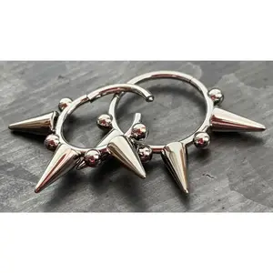 1pc Hinged Segment Ring Septum Clicker Spikes & Balls Helix Cartilage 16g or 18g