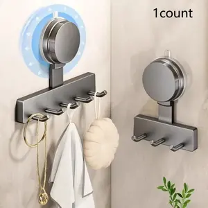 5 Hook Suction Cup Hooks, No Drilling, Waterproof, Reusable, Bathroom Door Hanger, Kitchen Utensil Holder, Luxury Towel Rack
