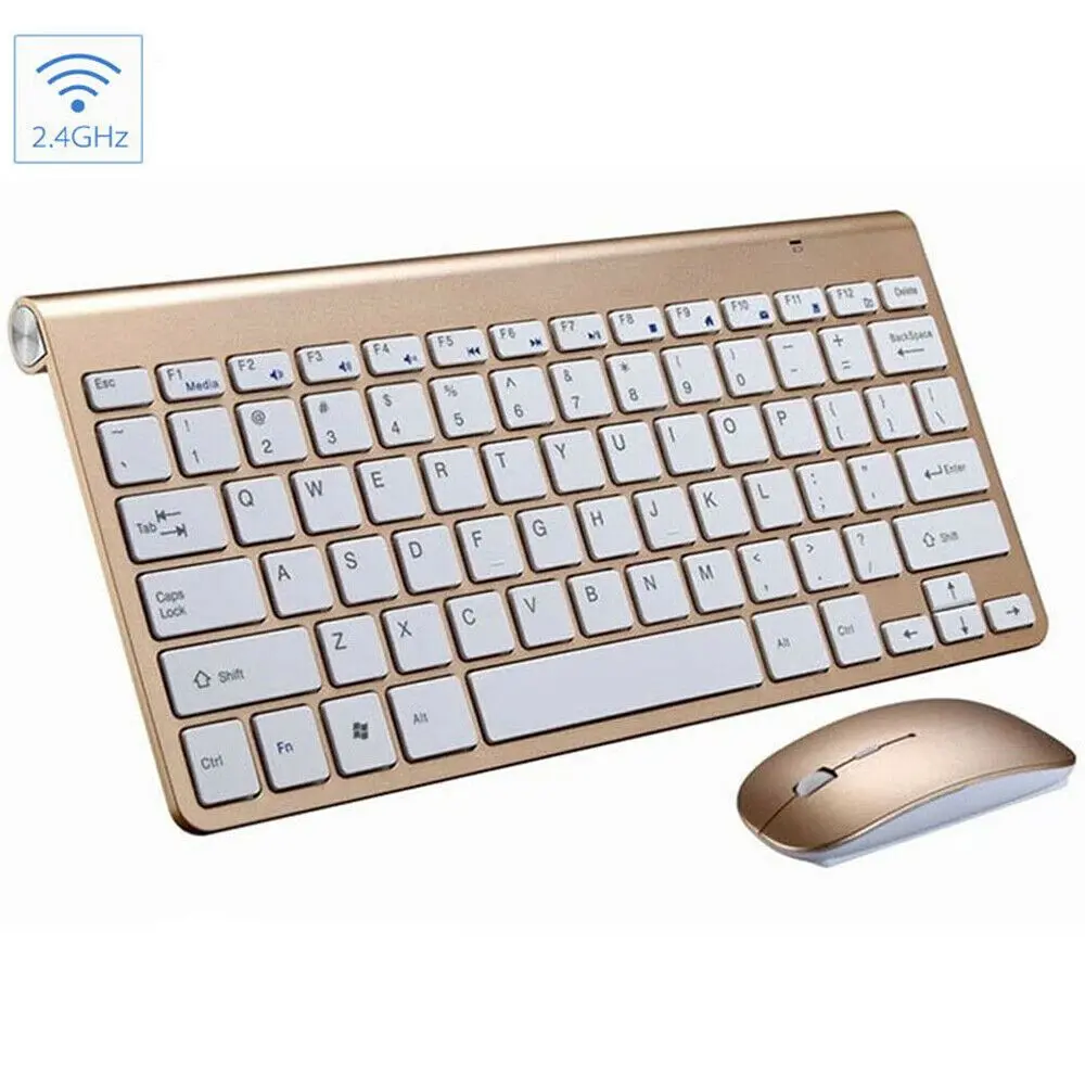 2.4G Wireless Mini Keyboard & Mouse Set – Slim, Quiet, Waterproof Design for PC, Mac & Laptops