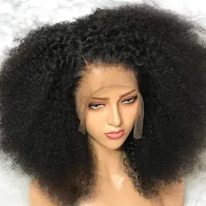 VIPbeauty Afro Kinky Curly Lace Frontal Wig 13X4 Hd Transparent Lace Front Wig For Women Mongolian Kinky Curly Wig 180% Density 22 Inch Preplucked Natural Hairline 1B Black Color