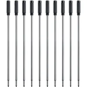 10pcs Black Replaceable Ink Refills 1mm Medium Tip Pen Refills