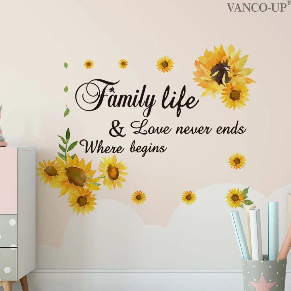 A set (30*60cm*2pcs) of warm sunflower 2D flat wall stickers, home decoration self-adhesive wall stickers, Decorative Sticker, M20305-NC