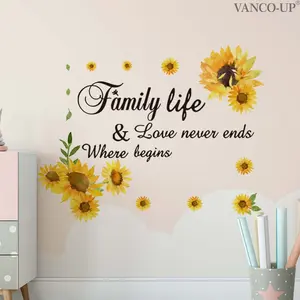 A set (30*60cm*2pcs) of warm sunflower 2D flat wall stickers, home decoration self-adhesive wall stickers, Decorative Sticker, M20305-NC