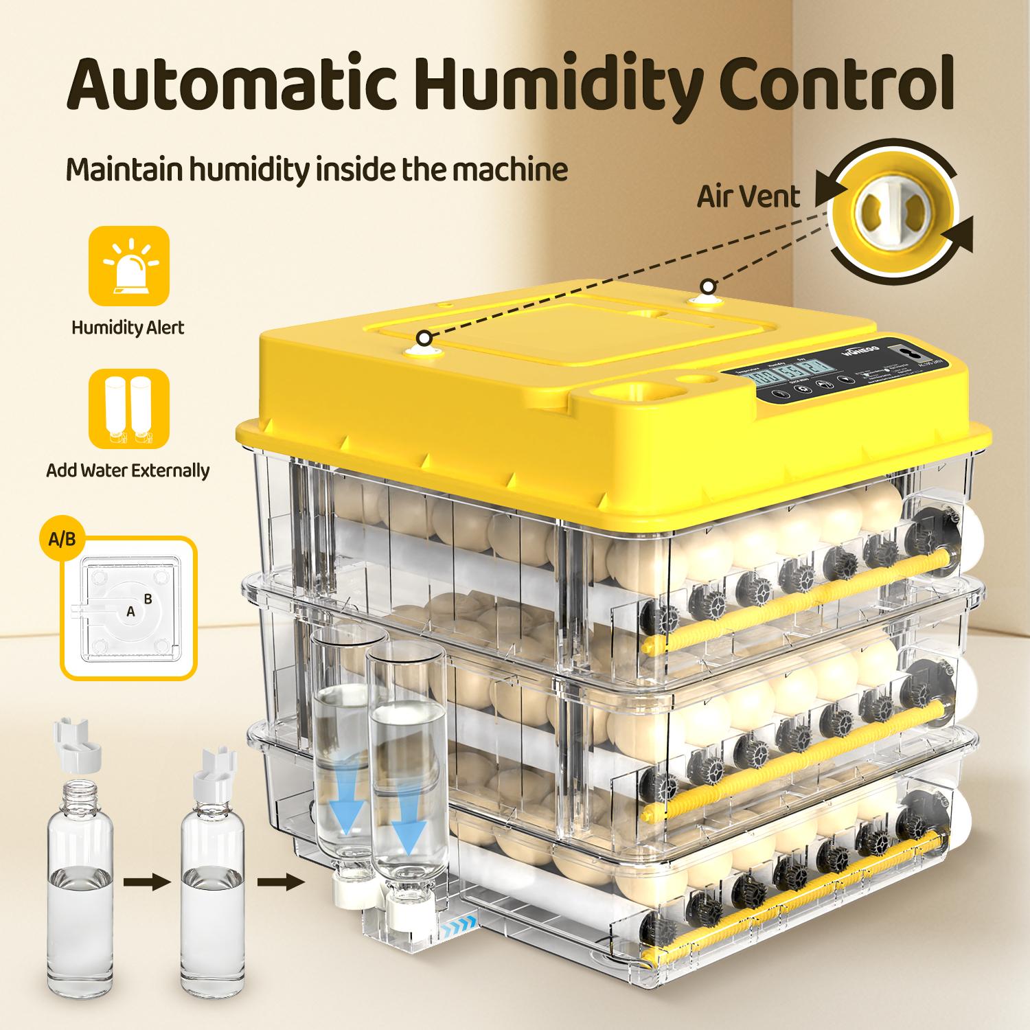 Fully Automatic 36/72/108-Egg Smart Incubator, Featuring An Innovative Pulse Dot-matrix Heating Mode, Automatic Egg Turning, Automatic Watering And Humidity Control, Precise Temperature Regulation, Freely Adjustable Shaft Spacing