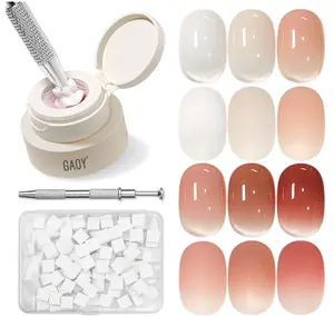 GAOY Cushion Ombre Painting Gel Kit, 6 Colors Gradient Patting Gel Polish with Sponges and Grabber Tool, for Ombre Nails Aura Blush Blend Nail Art Home & Salon Use, Pigmented No Wipe, Blush Girl