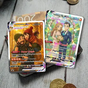 Personalized Pokemon Anniversary Card, Custom Photo Anime Wedding Card, Anniversary Gift, Gift for Him, Gift for Her, Custom Card for Couple