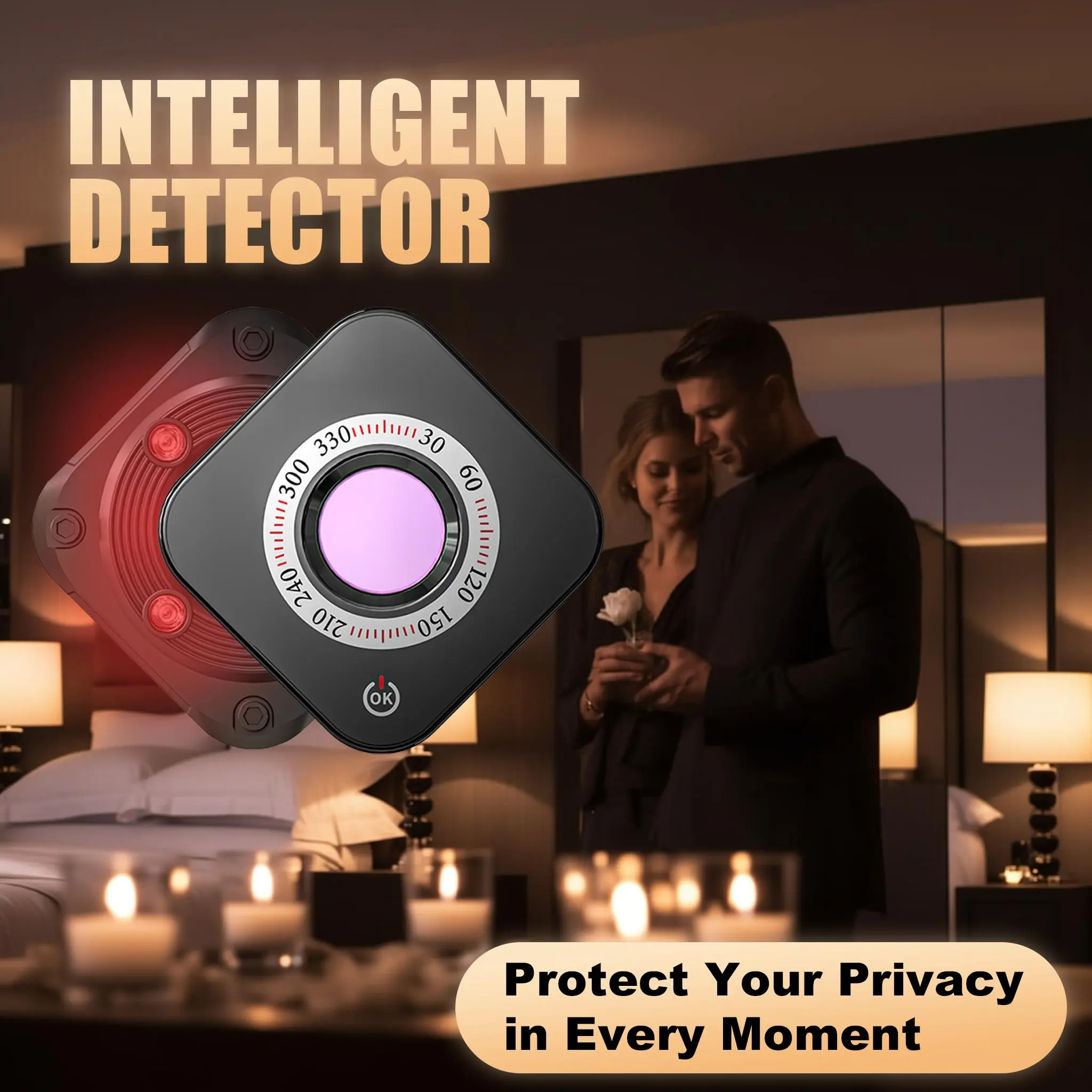 Portable Hidden Camera Detector Red Light Lens Finder, Camera Lens Detection Device for Hotel Room, Vacation Rental, Changing Room, Office and Home Use