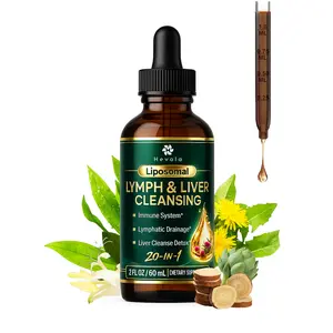 ''Lymph-Liver'' Cleanse Detox Drops, Liposomal Organic Milk Thistle, Echinacea, Artichoke Lymphatic Drainage & Liver Repair Supplement with All Vitamins - Vegan, Alcohol-free