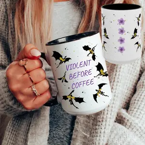 Onyx Storm Mug, Fourth Wing Dragons Tairn Andarna Dragon Rider Basgiath War College Violent Before Coffee, Violet Sorrengail, Bookish Mug