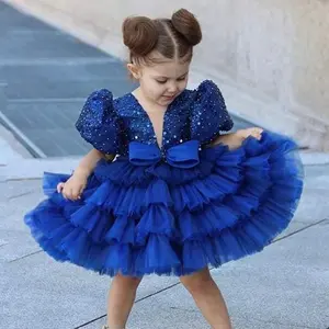 Anniversary 168 Sequins Baby Girls Clothes Infant Birthday Cocktail Cake Dress Pink Toddler Pageant Newborn Ball Gown Princess Baptism Frock 6M-3Y