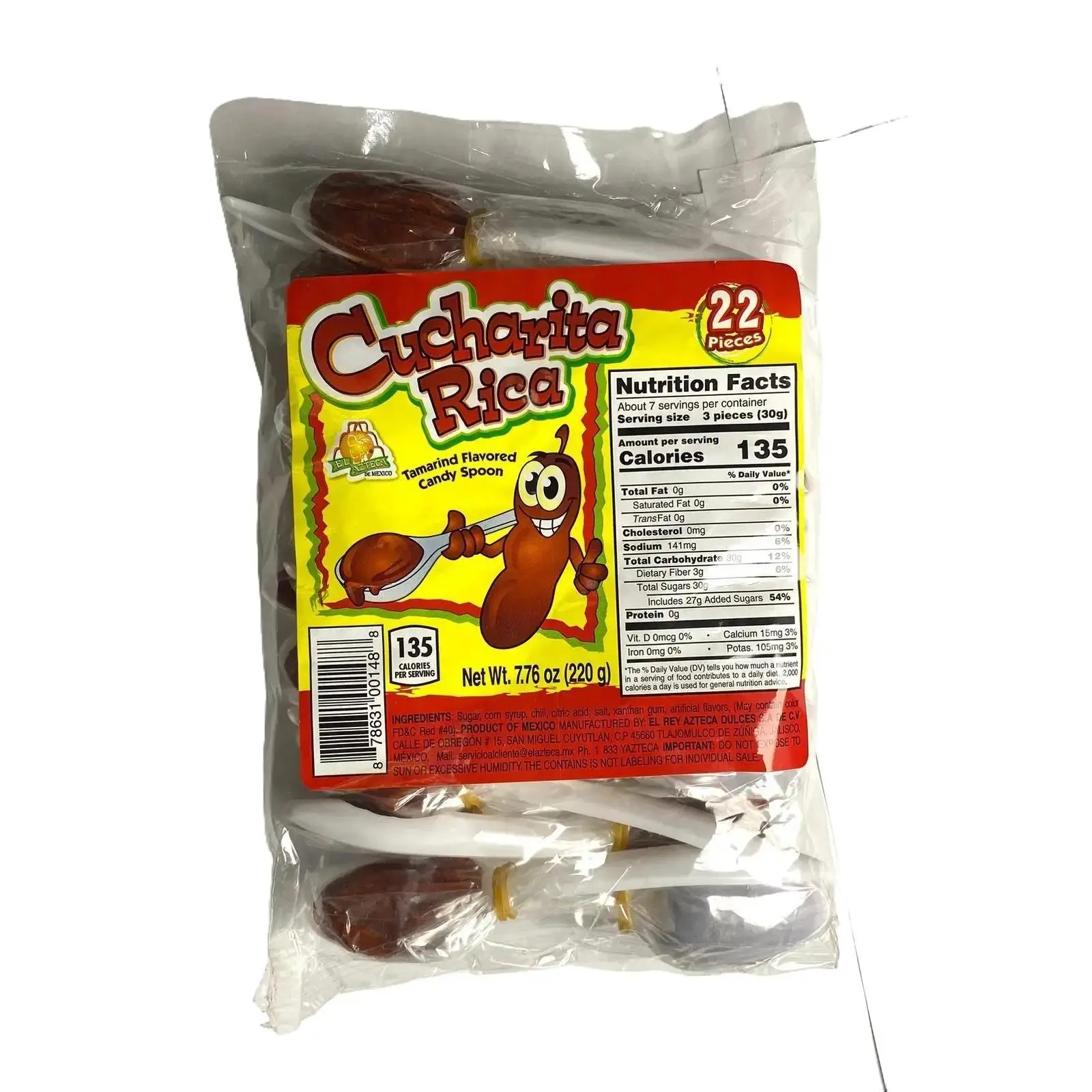 Cucharita Rica Tamarind Flavored Candy on 22 Count Spoon - Sweet Snack for Gifting & Enjoying on Your Own