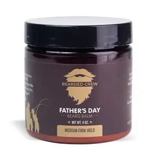 Father's Day Beard Balm - Medium Firm Hold, 4 oz, All Natural Oils, Cinnamon & Citrus Scent for Daily Use Aroma Hair Care - Bearded Crew