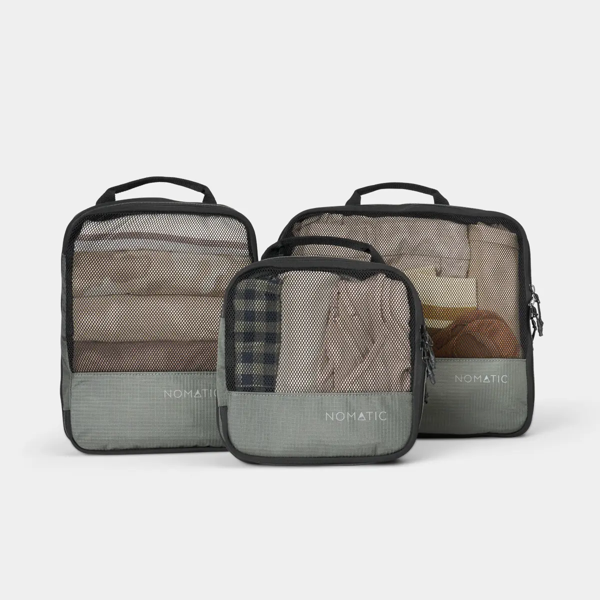 Compression Travel Cubes (3 Pack) - Nomatic Luggage Cubes with Zippered Compression System, Compact High-Capacity Space Saver Travel Storage Organizers for Luggage