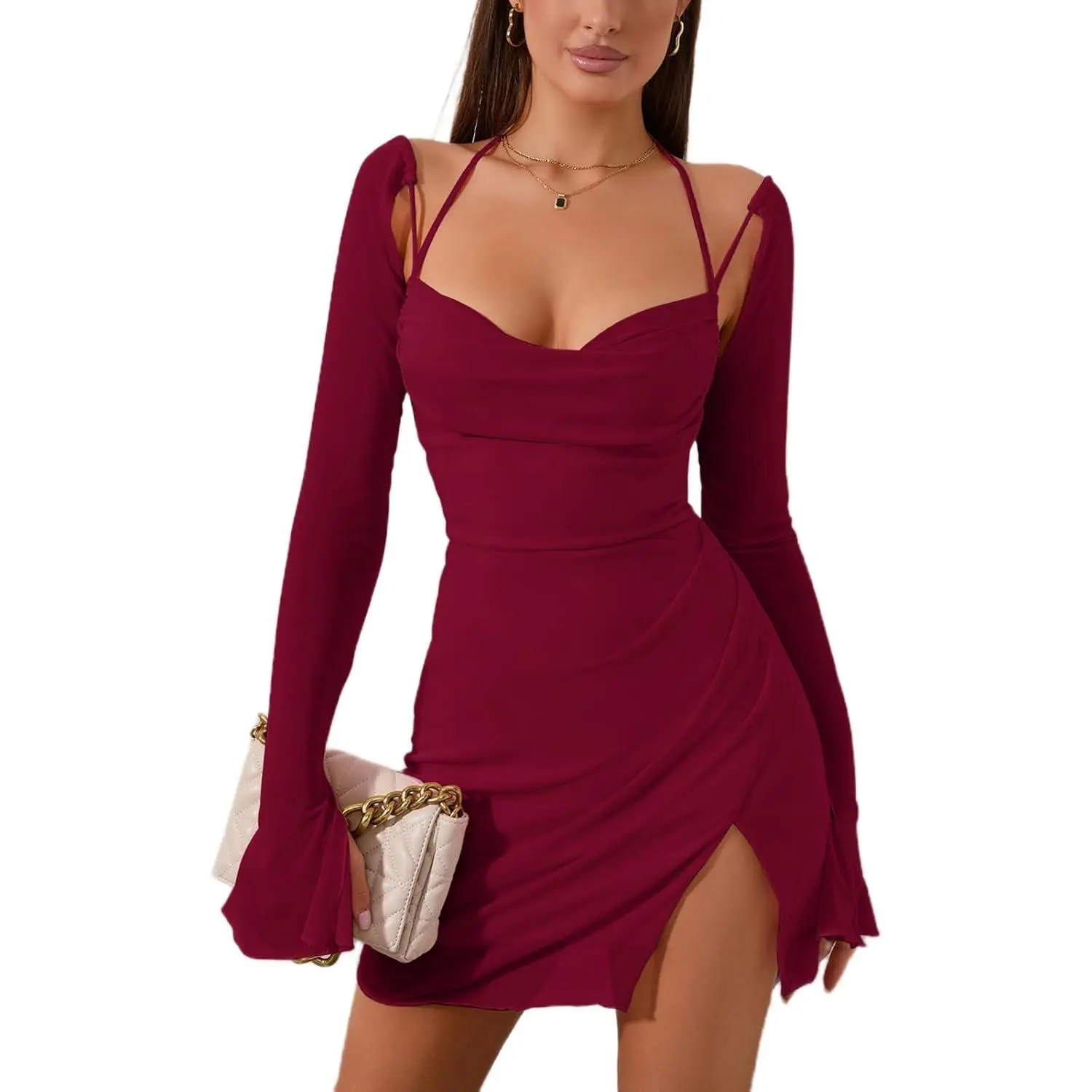 black.halter dress Midnight Kiss Halter Neck Mini Dress- Black main image 0