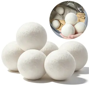 LMMAKE Organic Wool Dryer Balls 100% Handmade New Zealand Wool Reusable Eco-friendly Hypoallergenic No Chemicals Reduces Wrinkles Saves Drying Time White