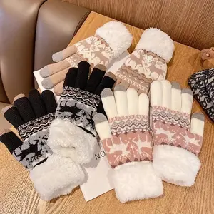 Women’s Winter Fingerless Gloves – Cute Cartoon Animal Design, Thick Fleece-Lined, Warm Touchscreen Gloves for Cycling, Outdoor Sports, Daily Wear, Travel, and Cold-Weather Activities