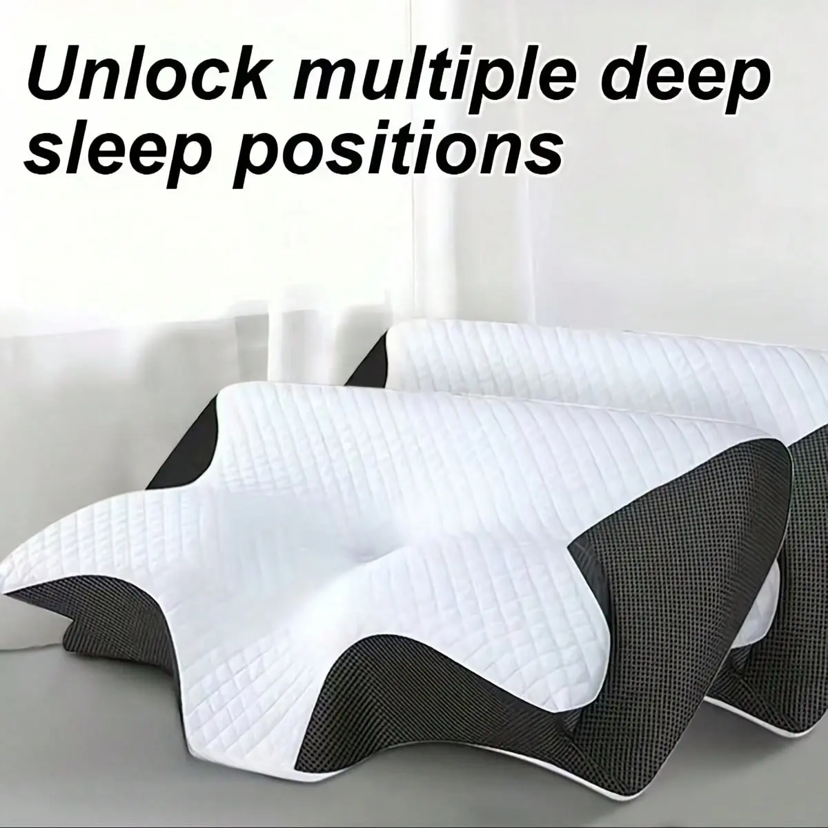 2PCS Breathable Skin-Friendly Removable Outer Cover Memory Foam Pillow, Dual Position Ergonomic Contoured Support Cushion, Soft Comfort Sleep Pillow for Household Daily Bedroom Rest
