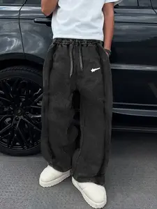 Unisex Casual Sweatpants, Casual Streetwear Trousers, Unique Star Print, Heavyweight Washed Cotton Fabric, Fitted Street Style Joggers for All Seasons