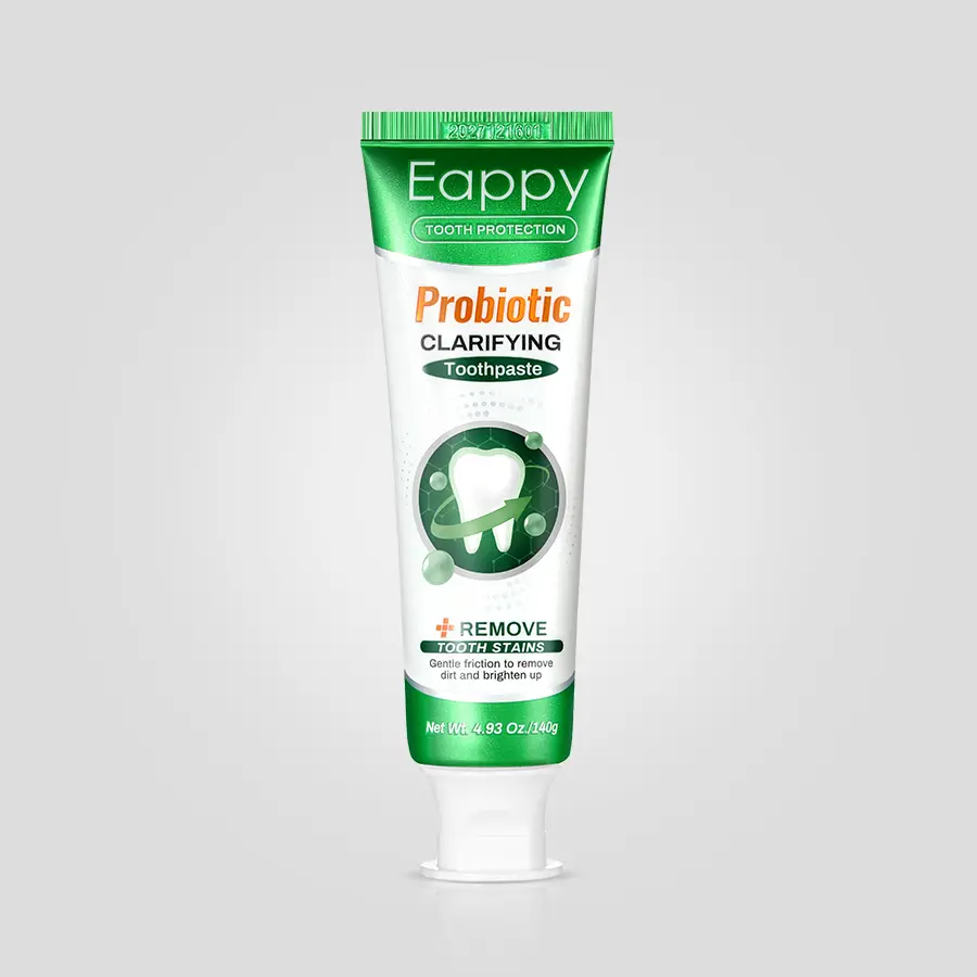 Eappy Probiotic Teeth Brightening Toothpaste, natural enzyme formula gently removes extrinsic surface stains, balances oral microflora, enhances tooth luster & provides 12-hour fresh breath for daily family oral care.