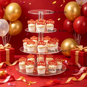 Adiison 4 Tier Cupcake Stand Square Acrylic Cupcake Tower Stand for Dessert, Pastry, Serving Platter-Candy Bar Party Décor and Supply for Wedding Birthday Party Graduation
