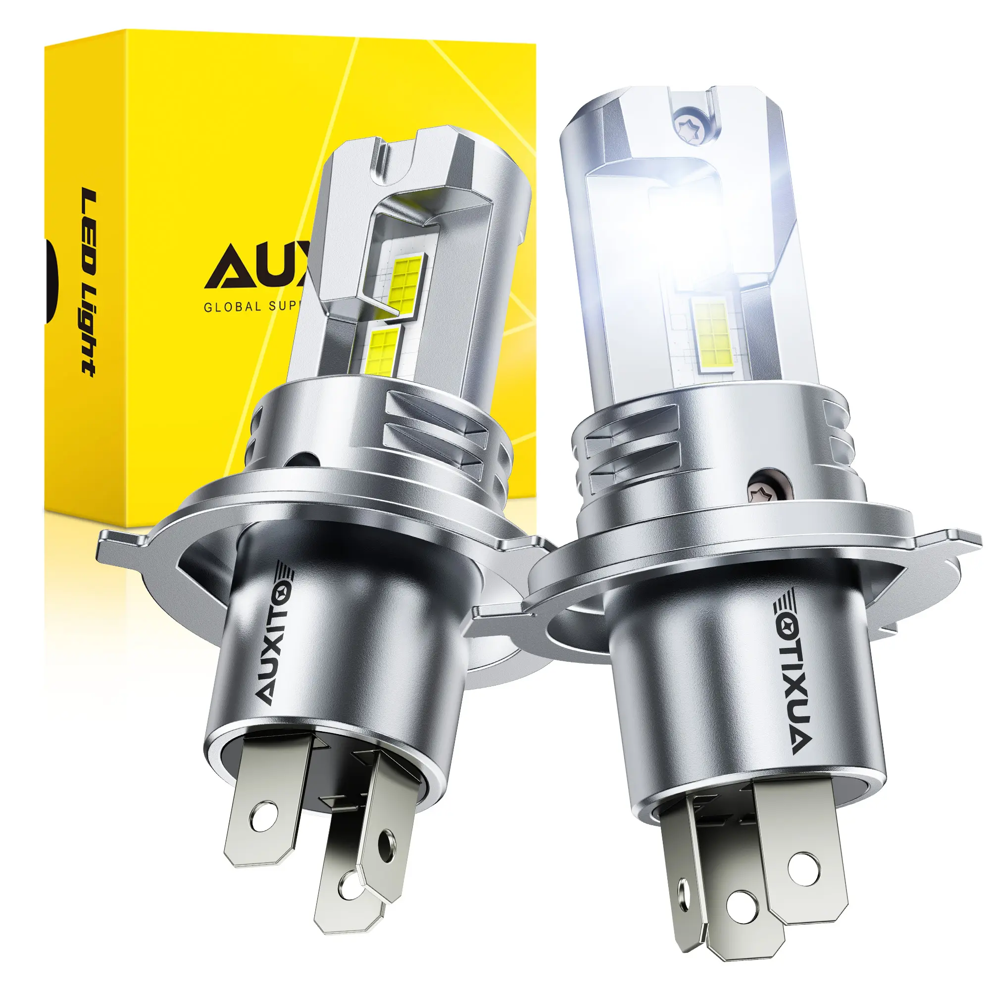 AUXITO H4 9003 LED Headlight Set, High Low Beam Bulbs 6500K Cool White Super Bright, 40000LM