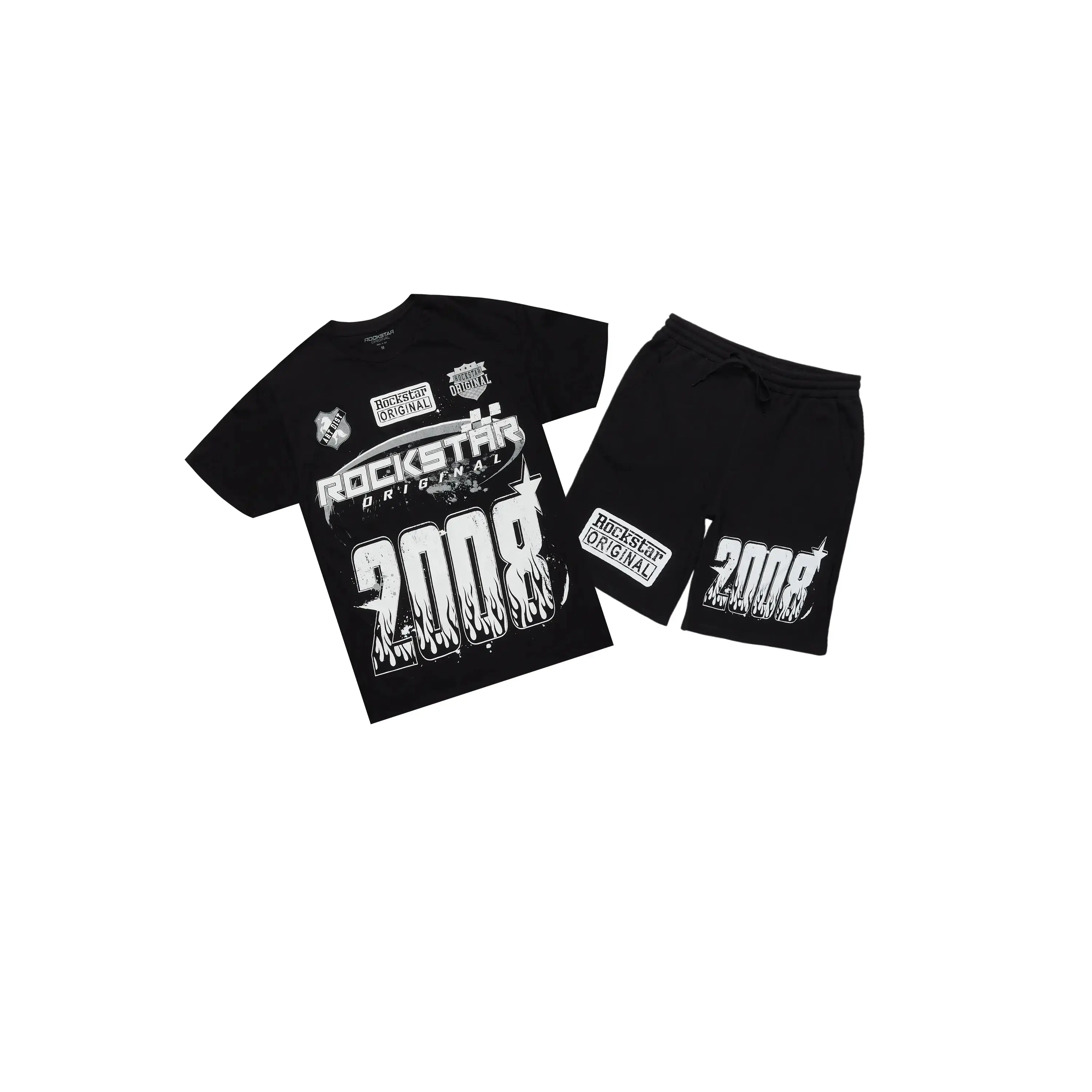 Amos Black Graphic T-Shirt Short Set