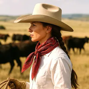 35X35" Red & Black Paisley Wild Rag / Scarf WR434