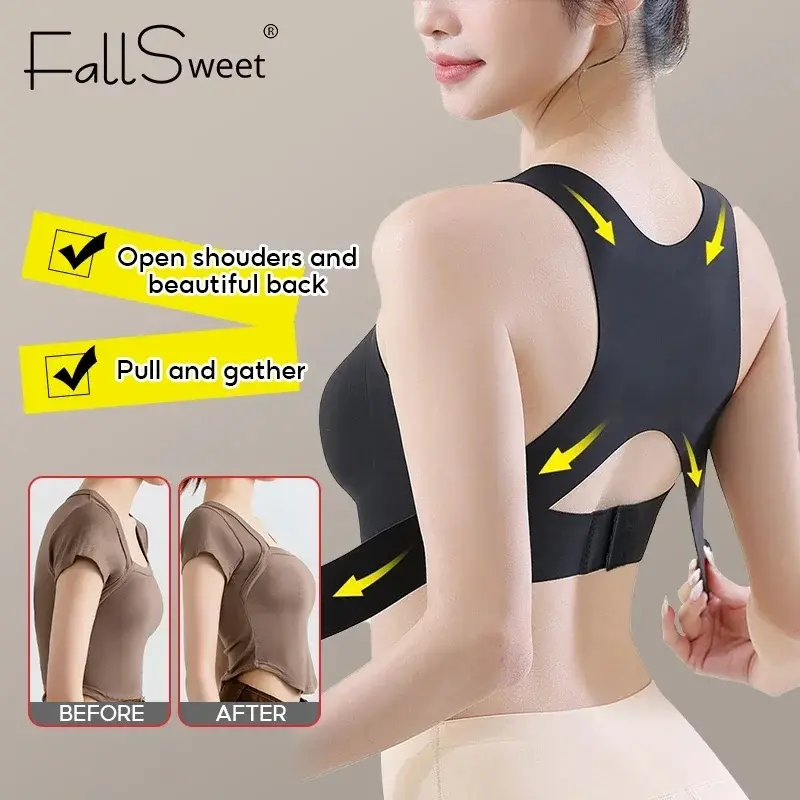 Wireless Posture Correction Bra for Women, Seamless Push-Up Sports Bra with Cross Back Support, Daily Shaping Lingerie