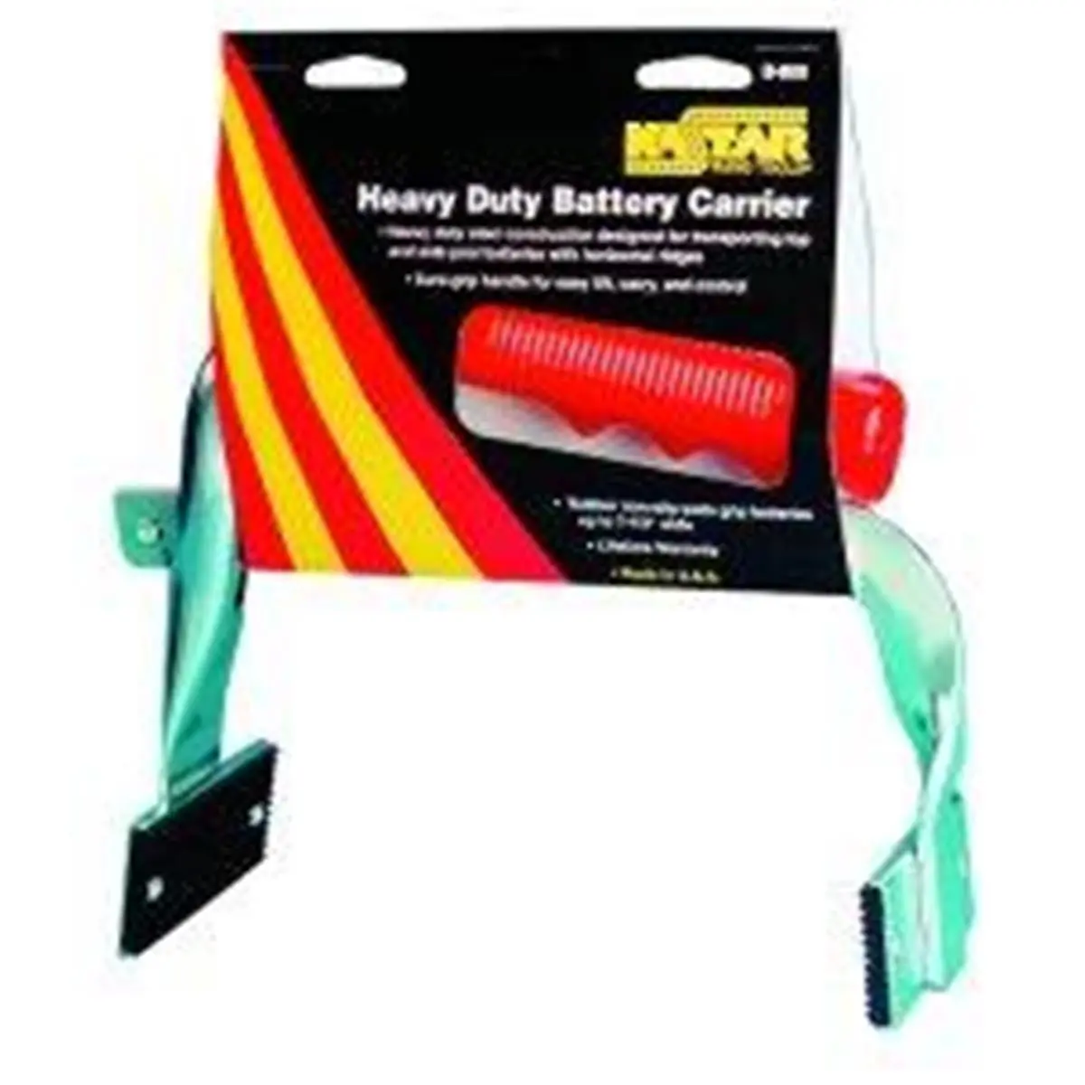 212 MAIN Heavy-Duty Zinc-Plated Metal Battery Carrier with Handle, Non-Slip Acid-Resistant Riveted Rubber Grip Pads, Rubber Accessories, Horizontal Ridges, Secure Lift (Up to 7-1/2" Wide) for Outdoor Cycling Equipment, 1 Per Box, Outdoor Cycling Sports