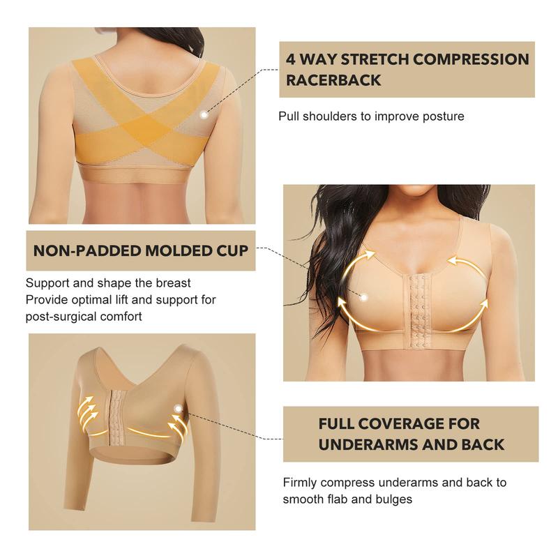 FeelinGirl Arm Shaper for Women Post Surgery Arm Lipo Compression Sleeves Slimming Arm Front Closure Shapewear Bras Women TikTokShopBlackFriday