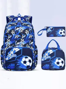 Personalized Football Multi Compartment Backpack Set for Boys and Girls, Youth Sports Backpack, Sports Theme School Backpacks with Lunch Bag, Ideal for Middle School Students