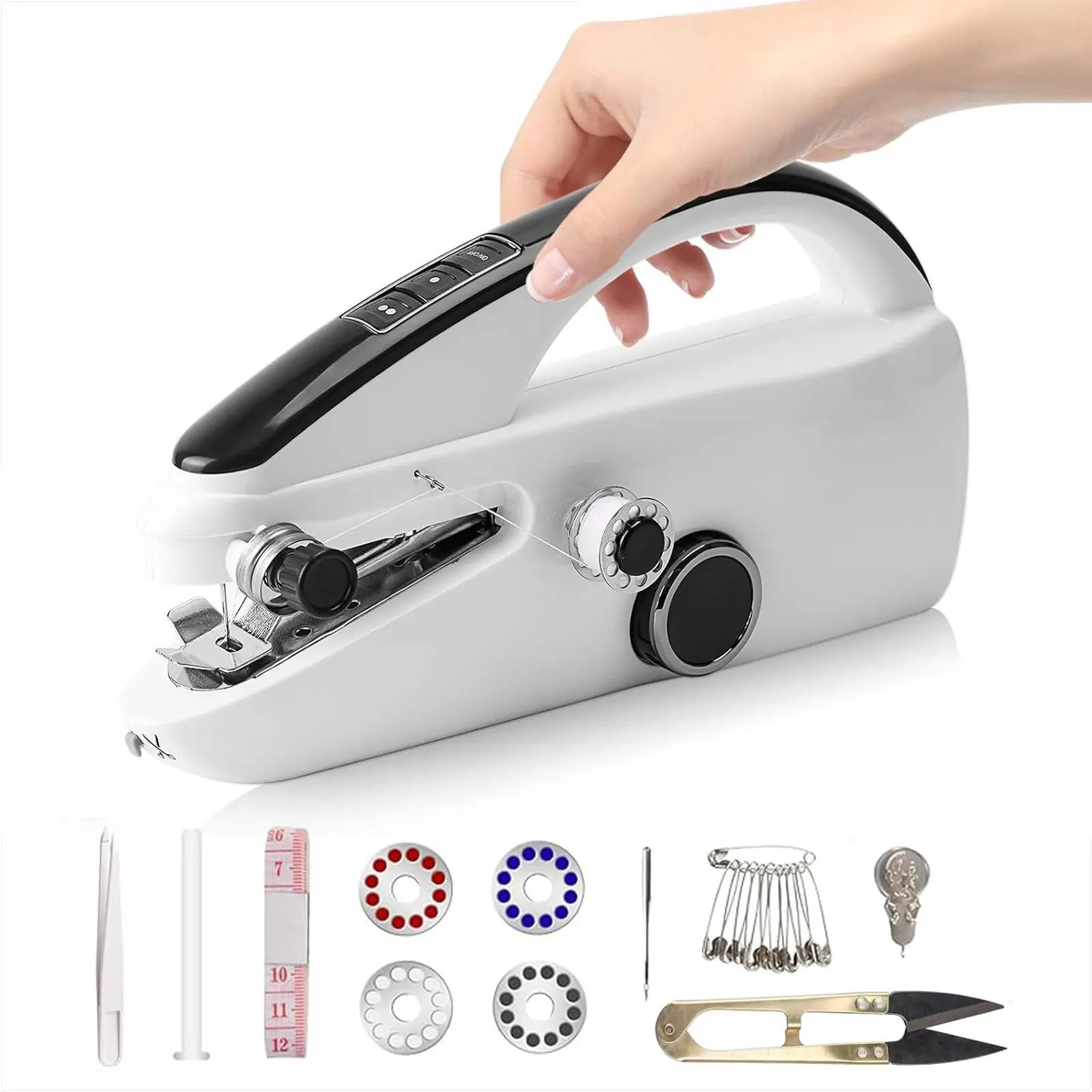 Mini Handheld Electric Sewing Machine with Full Sewing Supplies Kit, Portable Mini Sewing Tool for Quick Clothing Repair, Beginner DIY & Emergency Travel Mending